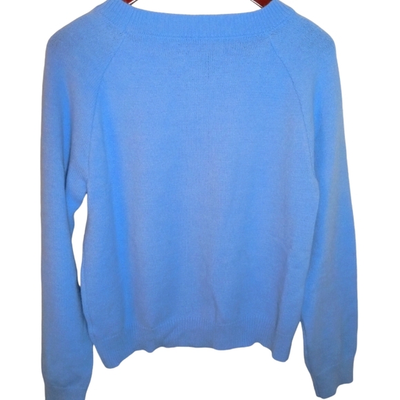 Warm and Fuzzy Periwinkle Red Hearts Pullover Sweater Size L - Picture 2 of 2